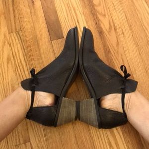 Black Leather Cutout Booties